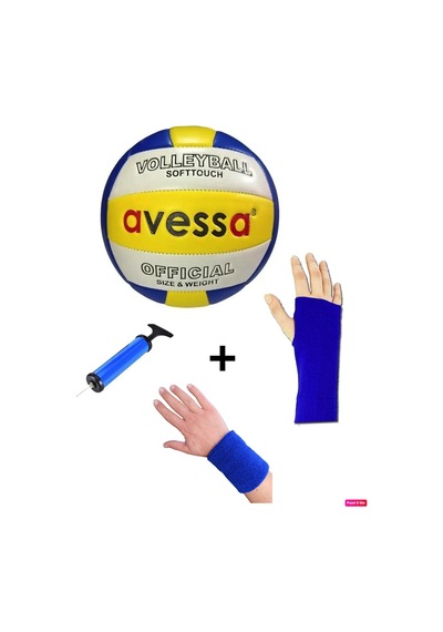 Avessa VLB-1000 Voleybol Topu + Pompa + Kolluk + Havlu Bileklik Sarı - Beyaz - Mavi