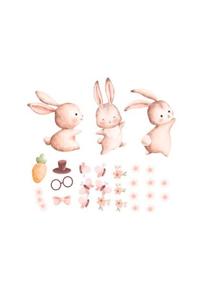 Pembe Tavşanlı Duvar Sticker Diğer