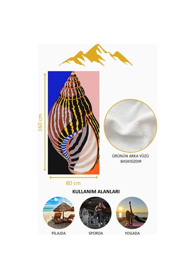 Dijital Baskı Plaj Deniz Havlusu 80 X 160 Cm Peştamal Hvl0282 Renkli