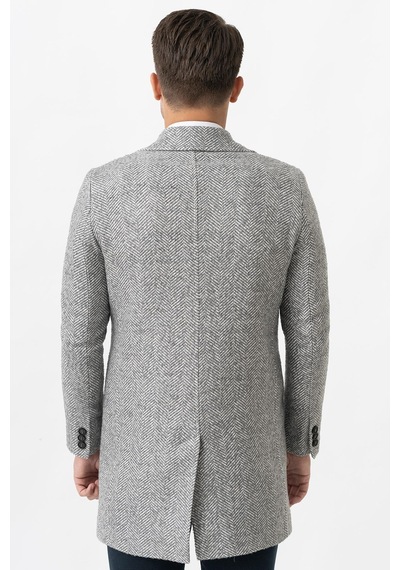 White Stone Arezzo 4025 Ceket Yaka Pamuklu Slim Fit Kaban Gri-Gri