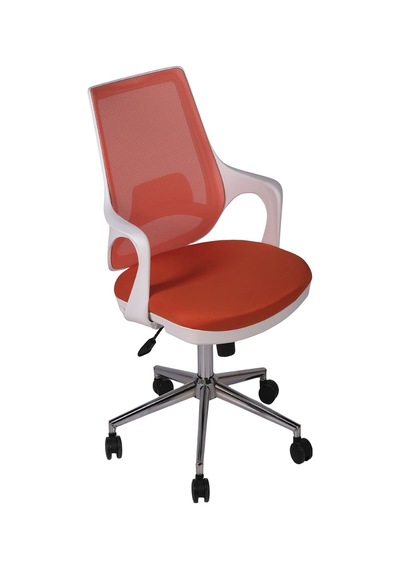Ofisbazaar Buya Beyaz Fileli Çalışma Koltuğu Ergonomik Şef Ve Toplantı Koltuğu Turuncu Turuncu