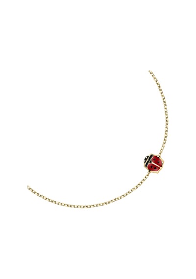 Armband 375er Gelbgold Kişisel Şans Simbolü Kırmızı Siyah Marienkäfer Tasarımı 14 Cm Altın