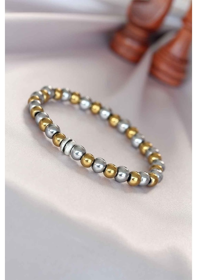 Hematit Silver Gold Renk Doğal Taş Erkek Bileklik Renkli