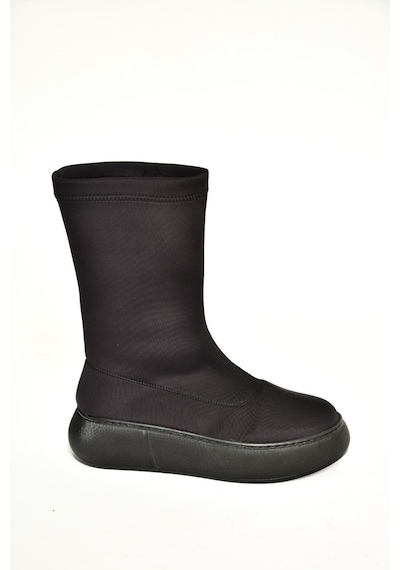 Fox Shoes T811230904 Siyah Kumaş Kalın Tabanlı Kadın Bot Siyah-Kumaş Siyah