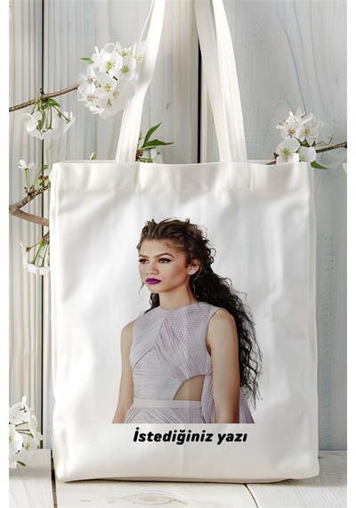 Art Hediye Zendaya Baskılı Bez Çanta Kişiye Özel Model 2 Çok Renkli