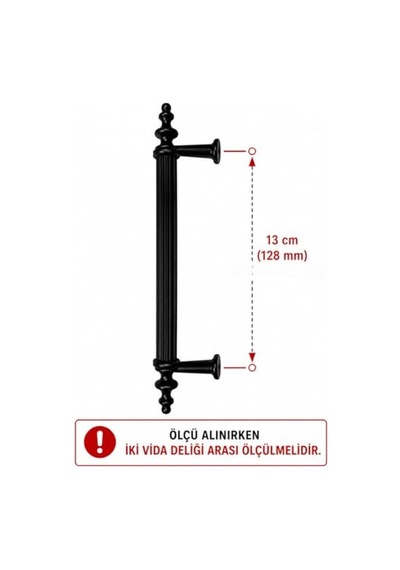 Siyah Dolap Çekmece Kulpu 128 Mm Mobilya Mutfak Banyo Dolabı Kulpu - 4 Adet Çok Renkli