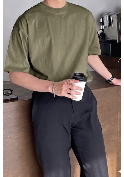 Genius Store Erkek Oversize Tişört Pamuk Kumaş Bisiklet Yaka Rahat Kalıp T-shirt Haki Genius Store Erkek Oversize Tişört Pamuk Kumaş Bisiklet Yaka Rahat Kalıp T-shirt Haki