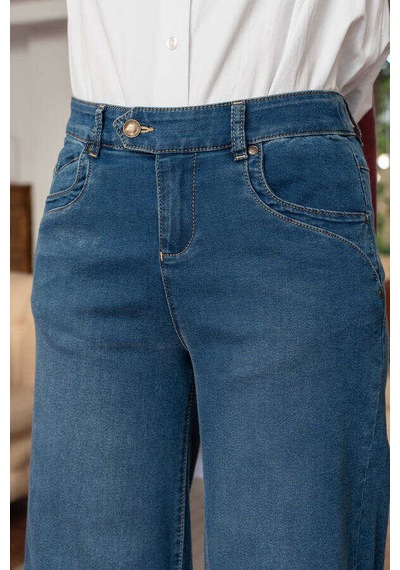 Neways 1067-denim Bol Paça Pantolon Koyu Mavi Mavi