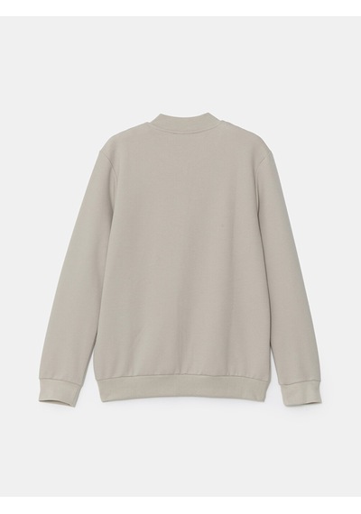 Lcwaıkıkı Basic Bej Kolej Yaka Uzun Kollu Erkek Fermuarlı Sweatshirt