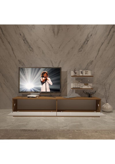 Decoraktiv Eko 4b Mdf Std Tv Ünitesi Tv Sehpası - Ceviz Beyaz Ahşap - Beyaz