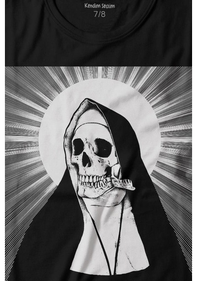 Kendim Seçtim Skull Rahibe Kuru Kafa Gothic Dark Baskılı Tişört Çocuk T-shirt 001