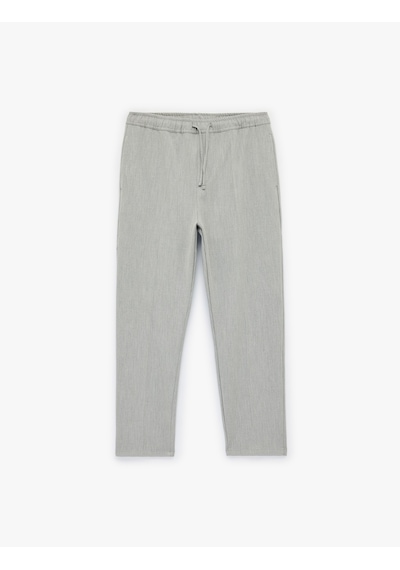 Koton Regular Fit Cepli Beli Bağcıklı Kumaş Pantolon Gri 6sam40014hw Gri