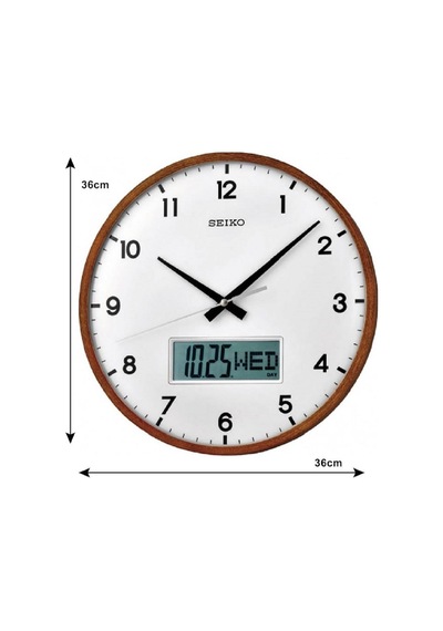 Seiko Clock Qxl008b Akçaağaç Ahşap Kasa Dijital Takvimli Duvar Saati Kahverengi