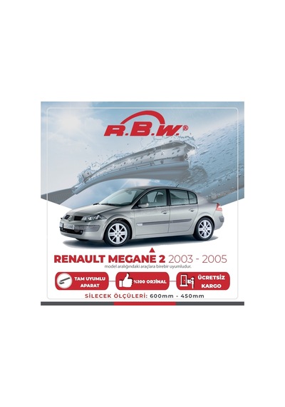 RBW Renault Megane 2 2003 - 2005 Ön Muz Silecek Takım RBW Renault Megane 2 2003 - 2005 Ön Muz Silecek Takım