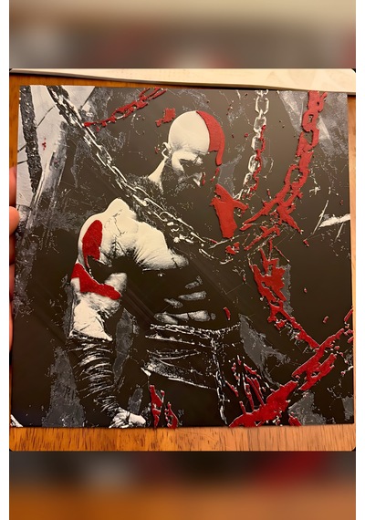 Zeroxo Kratos Duvar Panosu Zincirli Savaşçı Figürü 20x20 Cm Dekoratif Sanat Tablosu Çok Renkli