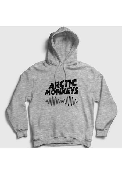 Presmono Unisex Cover Arctic Monkeys Kapüşonlu Sweatshirt Gri Melanj