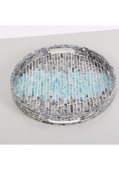 Pure Sedef 35 X4cm. Black/blue Sedefli Mozaik Tepsi Mix