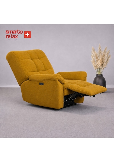 Smarto Relax Porto Liftli Çift Motorlu Elektrikli Ayağa Kalkma Destekli Polyester Hasta Ve Baba Tv Koltuğu Sarı