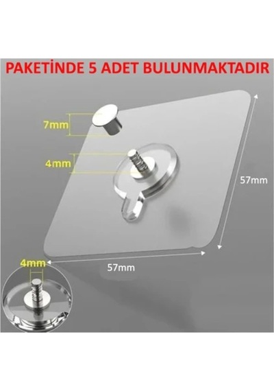 Süper Güçlü Çerçeve Askısı Pin Delgisiz Vidalı Tırnak Kanca Yapışkanlı Raf Tutucu Askı 5 Li Çok Renk Diğer