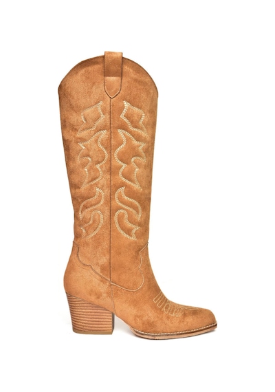 Fox Shoes T296815002 Taba Süet Kovboy Model Kadın Çizme Taba-Süet