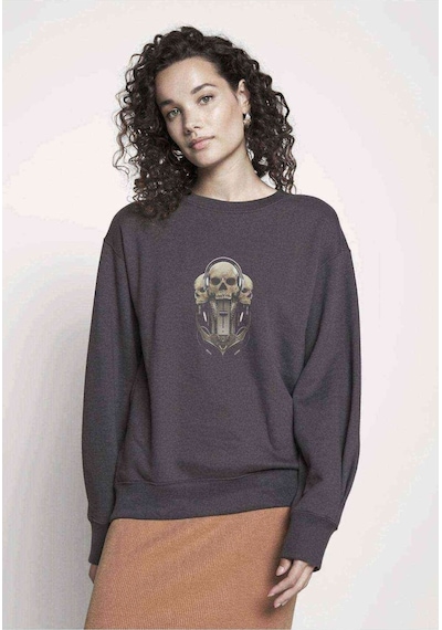 Cool Skull With Metal Rock Music Baskılı Füme Antrasit Kadın Swe