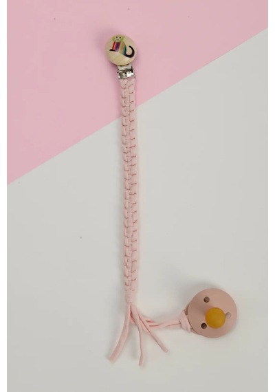 E&f Store El Örmesi Doğal Ahşap Emzik Askısı - Maymun - Pembe