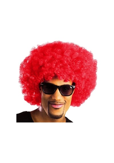 Jenerik Kırmızı Renk Kıvırcık Afro Bonus Peruk