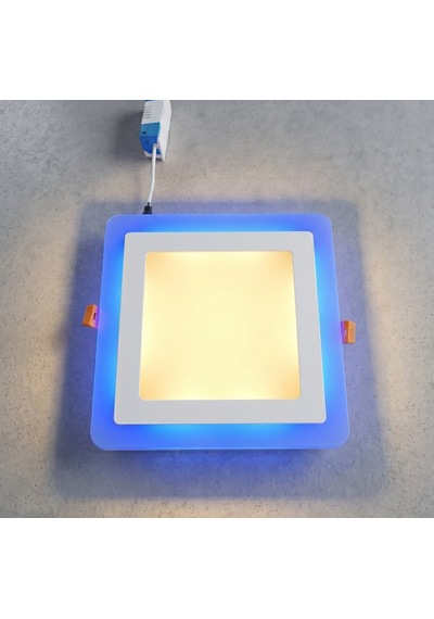 Kare Sıva Altı Led Spot Aydınlatma 16 Watt Çift Renk 3 Kademe Mavi Günışığı Gece Lambası Armatür