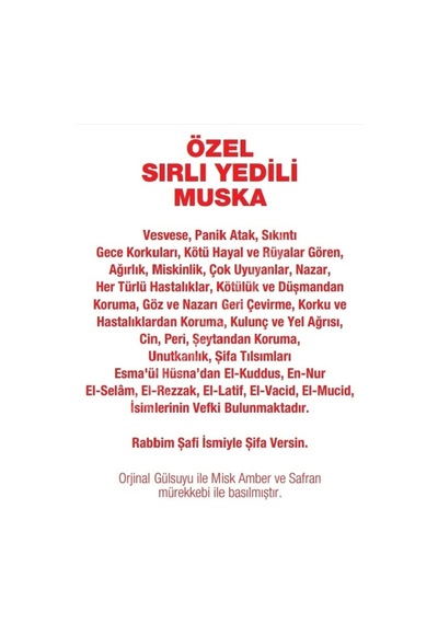 Vesvese Panik Atak Sıkıntı Muskası Özel Yedili Muska