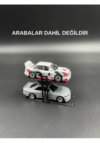 1:64 Ölçek Diorama Araç Lifti - 2 Araç - Siyah