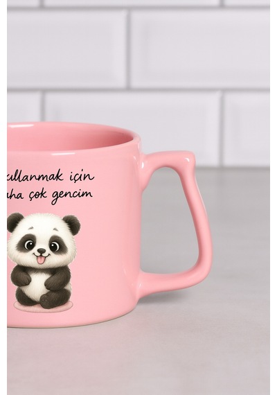 Renkli Kulplu Bardak - Genç Pembe