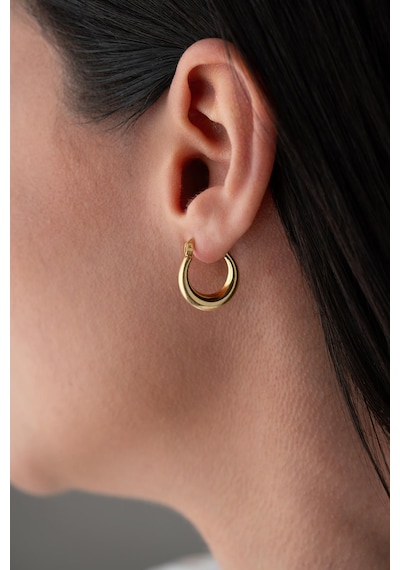 925 Ayar Gümüş Gold Rengi Sade 15 Mm Şarnel Küpe Gold