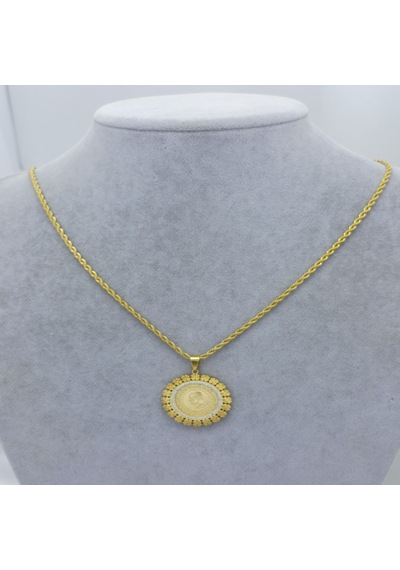 Yeni Sezon 22 Ayar Altın Kaplama Burgu Zincir'li Tarih'li Yarım Altın Takı'lı Kadın Kolye Gold