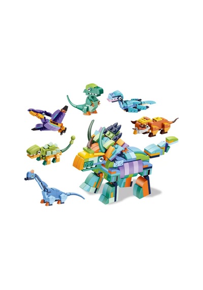408 Parça 6'sı 1 Arada Dönüşen Dev Dinozor Robot Blok Seti - Eğitici Oyuncak Uyumlu Yapboz Oyuncak