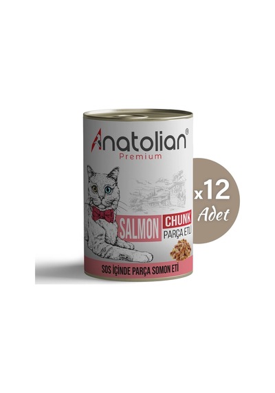 Anatolian Premium Somonlu Parça Etli Yetişkin Kedi Konservesi 12 x 400 G