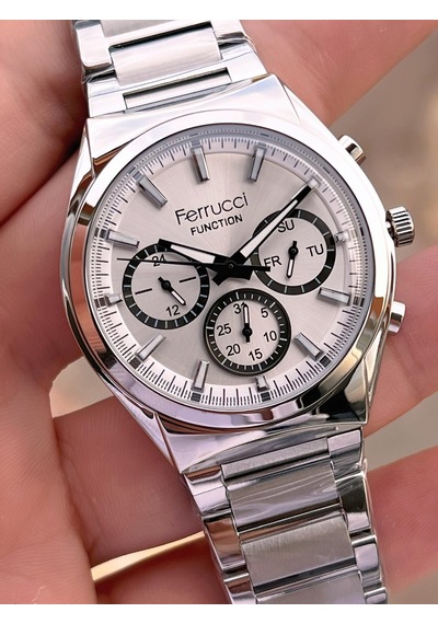 Ferrucci 2 Yıl Garantili Çelik Kordon İç Kadran Özellikleri Aktif 3 Atm Erkek Kol Saati Ef.03517.3 Gümüş 50591880