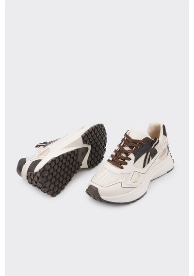 Derinet Yüksek Taban Kadın Sneaker Bej Kahve Bej Kahve