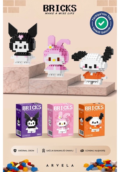 Sanrio Serisi: Kuromi & My Melody & Pochacco Üçlü Set - Eğitici Oyuncak Figür - Orijinal
