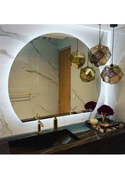 60x76 Cm Modern Yuvarlak Led Banyo Aynası Dokunmatik, Dim Edilebilir, 6500k Beyaz Işık Beyaz
