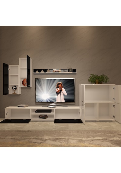 Decoraktiv Eko 6 Mdf Dvd Tv Ünitesi Tv Sehpası Beyaz - Siyah
