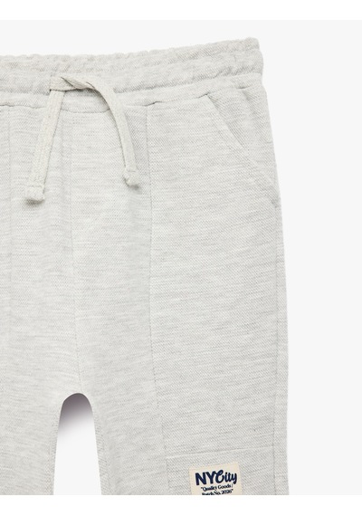 Koton Cepli Beli Bağlamalı Oversize Eşofman Altı Gri Melanj 7wmb40038tk