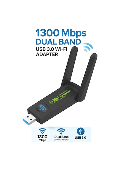 Maxgo 3125 1300 Mbps Dual Band Usb 3.0 Adaptör Kablosuz Wifi Alıcı 2.4ghz 5ghz Tak Çalıştır