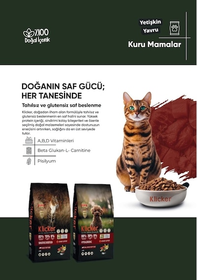 Klıcker Somonlu Yetişkin Kedi Kuru Maması 12 KG