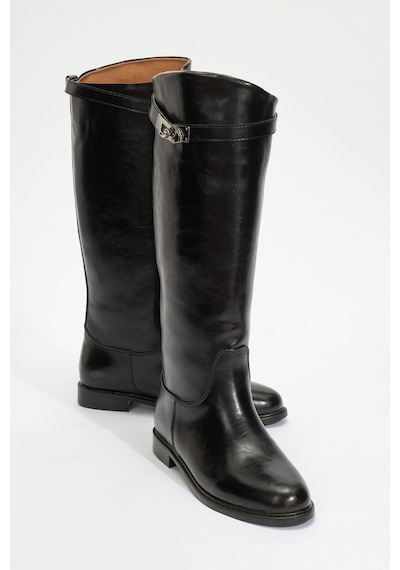 Luvishoes Yoko Siyah Cilt Kadın Çizme Siyah
