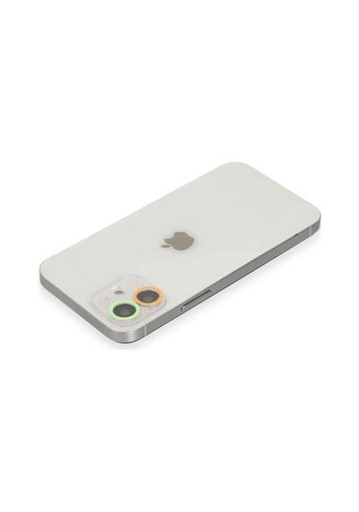 İphone 11 Renkli Kamera Lens Koruma Cam - Turuncu-yeşil Diğer
