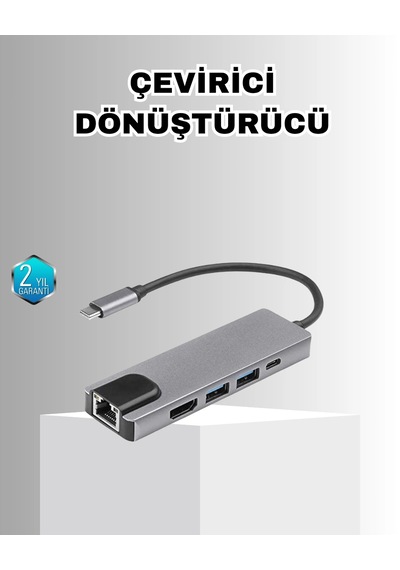 Zenvia Alüminyum Kasalı Macbook UyumluUsb-c Hub 4k Hdmı, Usb 3.0, Sd/tf Kart Girişi, Pd Şarj Desteği Znv2026