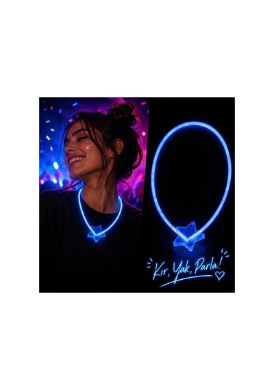 Glow Kolye Neon Fosforlu Işıklı Kolye Mavi Renk Diğer