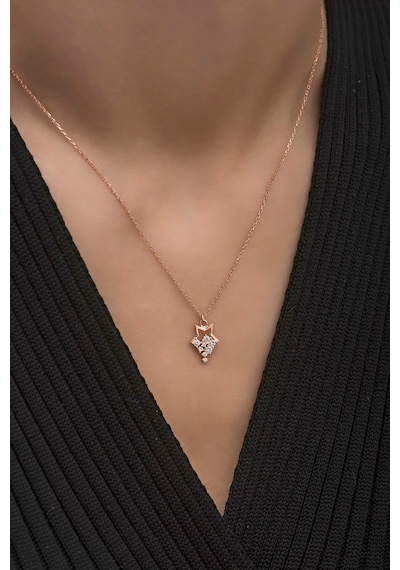 925 Ayar Gümüş Minik Parlayan Yıldız Kolye Rose Gold