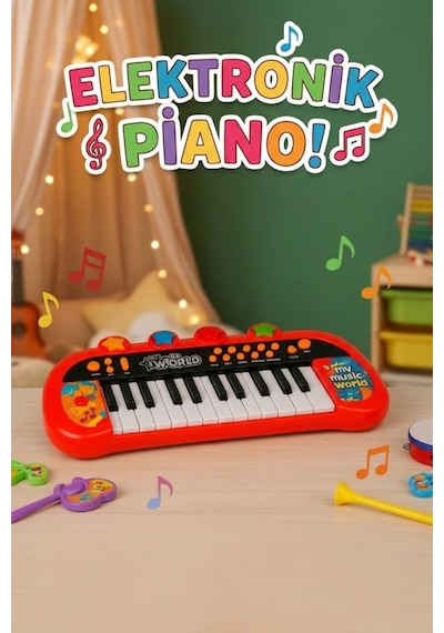 Işıklı Ve Müzikli Eğitici Piyano Org - 41 Cm Büyük Boy Çocuk Müzik Aleti