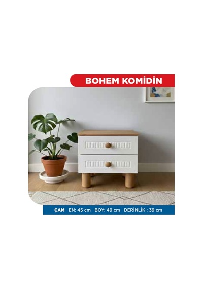 Bohem Komodin 2 Çekmeceli Çam/beyaz Beyaz Beyaz Bohem Komodin 2 Çekmeceli Çam/beyaz Beyaz Beyaz